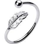 Genuine Feather Adjustable Ring 925 Sterling Silver Fine Jewelry 3 Genuine Feather Adjustable Ring 925 Sterling Silver Fine Jewelry