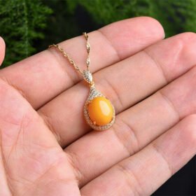Vintage Topaz Necklaces 925 Sterling Silver 4 Bague Amber Necklaces 925 Sterling Silver