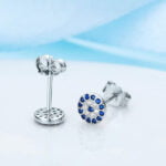 Cubic Zirconia Gemstone Blue Eye 925 Sterling Silver Stud Earrings 5 Cubic Zirconia Gemstone Blue Eye 925 Sterling Silver Stud Earrings