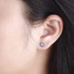 Cubic Zirconia Gemstone Blue Eye 925 Sterling Silver Stud Earrings 4 Cubic Zirconia Gemstone Blue Eye 925 Sterling Silver Stud Earrings