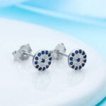 Cubic Zirconia Gemstone Blue Eye 925 Sterling Silver Stud Earrings 3 Cubic Zirconia Gemstone Blue Eye 925 Sterling Silver Stud Earrings
