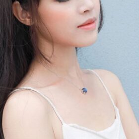 Aurora Pendant Necklace Halo Crystal Gem S925 Sterling Silver Elegant Engagement