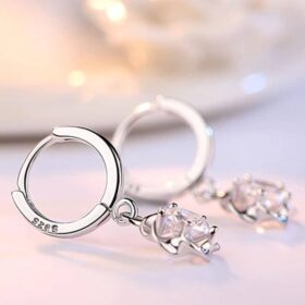 Clear Original Stud Earrings Rose Flower Cubic Zirconia 925 Sterling Silver