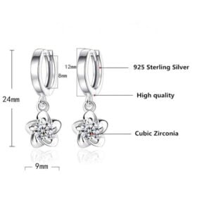 Purple Original Stud Earrings Rose Flower Cubic Zirconia 925 Sterling Silver 3 Clear Original Stud Earrings Rose Flower Cubic Zirconia 925 Sterling Silver