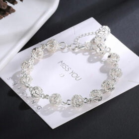 Hollow Ball Ladies 925 Sterling Silver Bracelets