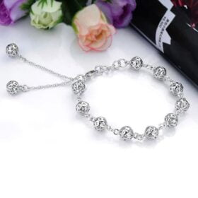 Hollow Ball Ladies 925 Sterling Silver Bracelets