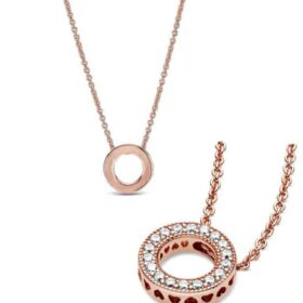 Pave Circle Heart Necklace Crystal Necklaces Fashion Pendant 925 Sterling Silver Pink