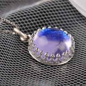 Romantic Gemstone Pendant Necklace Magic Elegant Blue-Violet Gradient s925 Silver