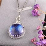 Romantic Gemstone Pendant Necklace Magic Elegant Blue-Violet Gradient s925 Silver