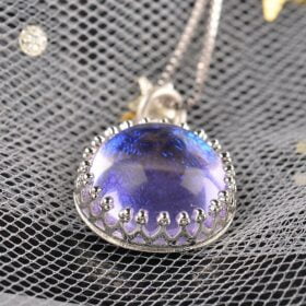 Romantic Gemstone Pendant Necklace Magic Elegant Blue-Violet Gradient s925 Silver