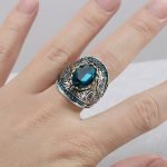 Antique Vintage Ring Aquamarine Gemstone Fine 925 Sterling Silver Jewelry 3 Antique Vintage Ring Aquamarine Gemstone Fine 925 Sterling Silver Jewelry