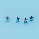 Elegant Blue Zircon 925 Sterling Silver Earrings Shining Star Studs