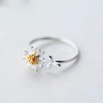 Genuine 925 Sterling Silver Daisy Flower Adjustable Rings