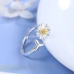 Genuine 925 Sterling Silver Daisy Flower Adjustable Rings