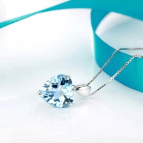Heart-Shape Sapphire 925 Sterling Silver Necklace