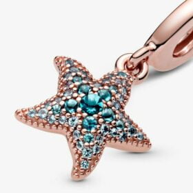 Original Bracelet Sparkling Starfish Dangle Charm 925 Sterling Silver Jewelry