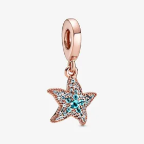 Original Bracelet Sparkling Starfish Dangle Charm 925 Sterling Silver Jewelry