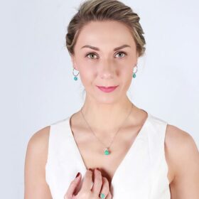 Trendy 925 Sterling Silver Necklace Natural Round Turquoise Jewelry
