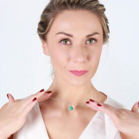 Trendy 925 Sterling Silver Necklace Natural Round Turquoise Jewelry