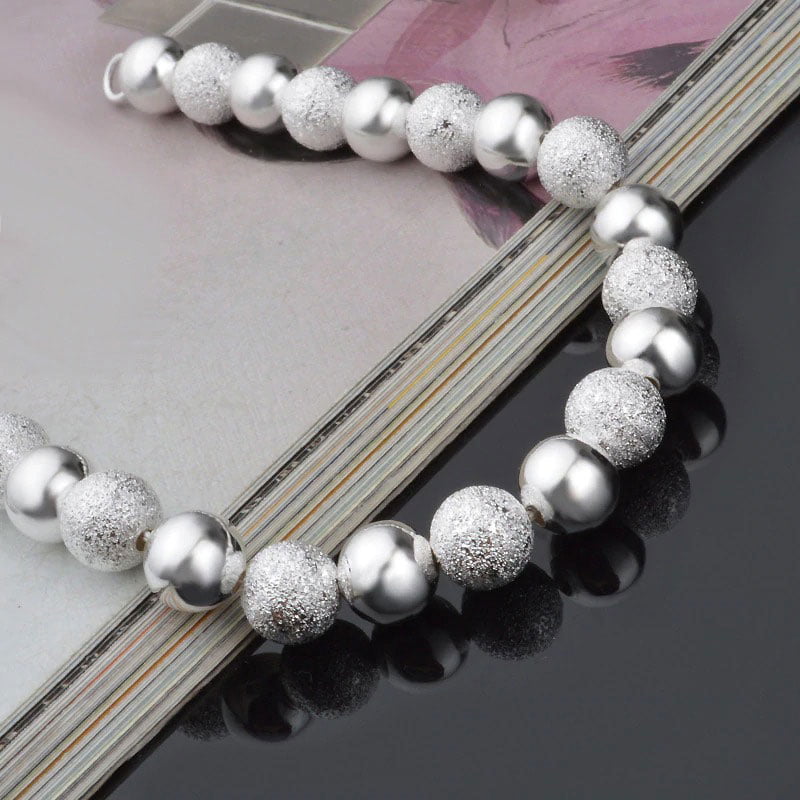 8mm Beads Chain Bracelets 925 Sterling Silver