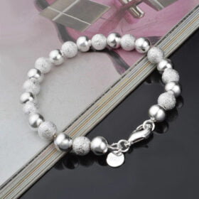8mm Beads Chain Bracelets 925 Sterling Silver