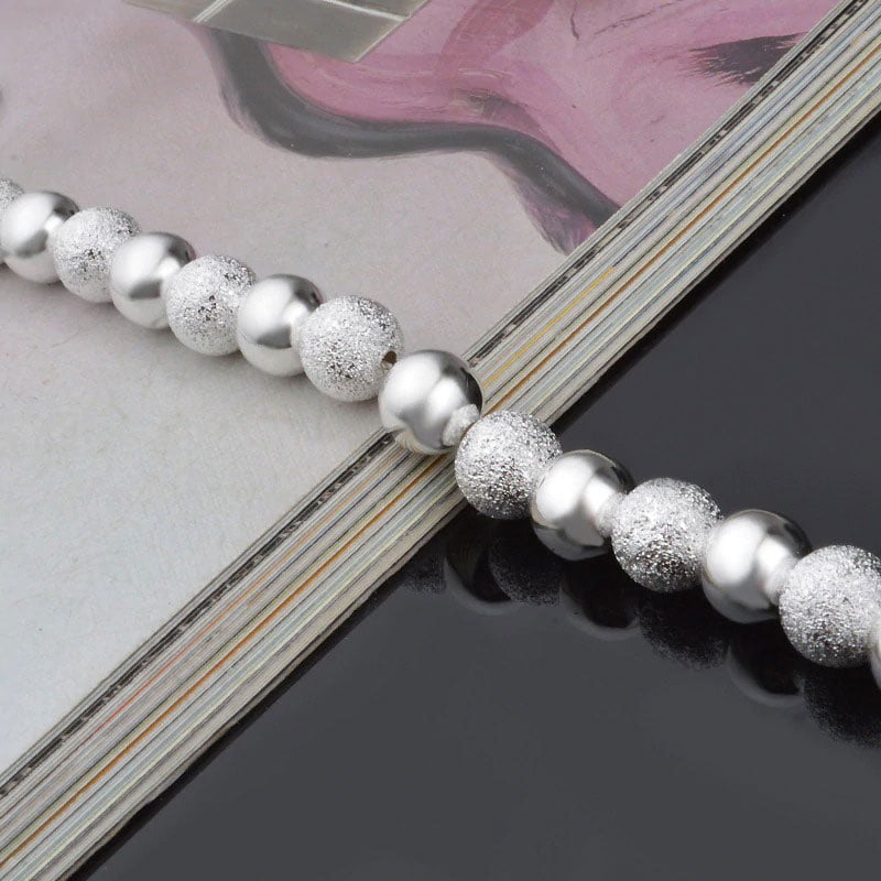 8mm Beads Chain Bracelets 925 Sterling Silver