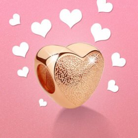 925 Sterling Silver Spacer Heart Rose Gold Charms