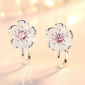 Blossom Cubic Zirconia Clip Earrings 925 Sterling Silver