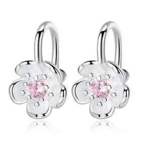 Blossom Cubic Zirconia Clip Earrings 925 Sterling Silver