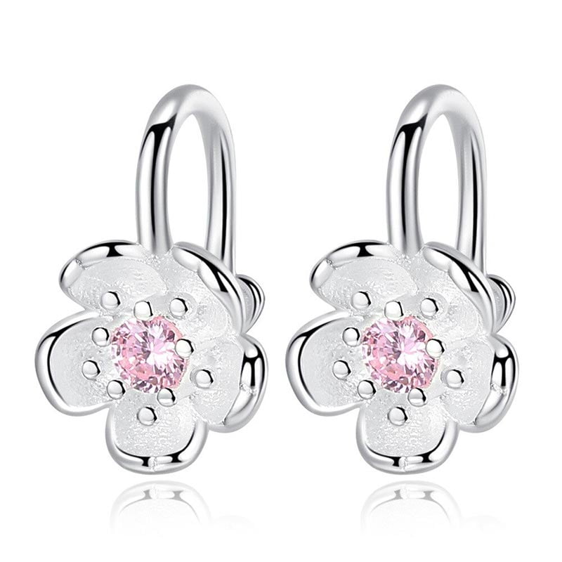 Blossom Cubic Zirconia Clip Earrings 925 Sterling Silver