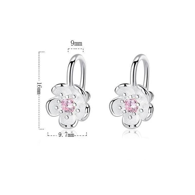 Blossom Cubic Zirconia Clip Earrings 925 Sterling Silver