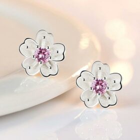 Blossom Cubic Zirconia Stud Earrings 925 Sterling Silver