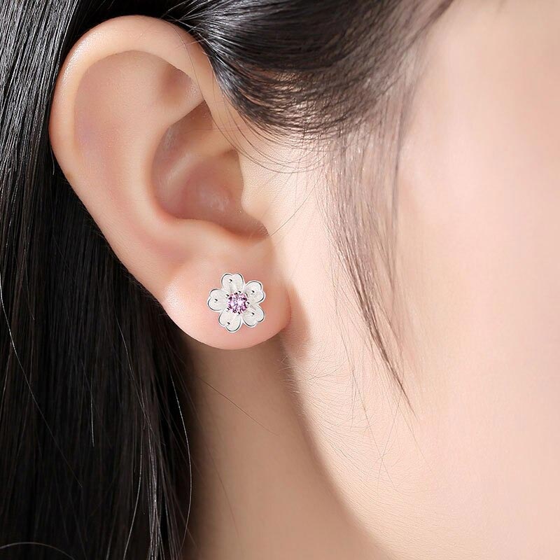 Blossom Cubic Zirconia Stud Earrings 925 Sterling Silver