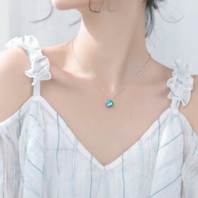 Blue Aurora Forest Sapphire 925 Sterling Silver Necklace