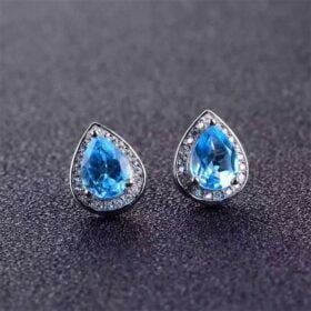 Blue Topaz Ring + Pendant + Earring Jewelry Sets 925 Silver
