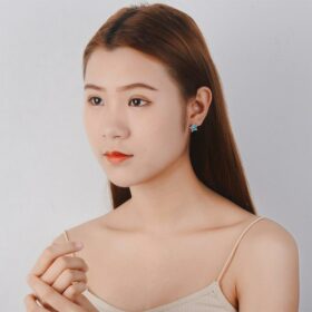 Bright Zircon Snowflake Studs Earrings 925 Sterling Silver