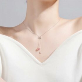 Butterfly Tassel Pink Crystal Adjustable Ring 925 Sterling Silver