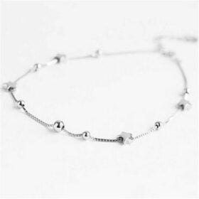 Chain Anklet Beads & Star Barefoot 925 Sterling Silver