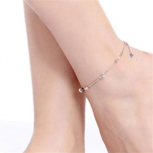 Chain Anklet Beads & Star Barefoot 925 Sterling Silver