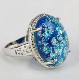 Classic Blue Opal Gemstones Ring 925 Sterling Silver