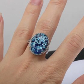 Classic Blue Opal Gemstones Ring 925 Sterling Silver