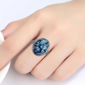 Classic Blue Opal Gemstones Ring 925 Sterling Silver