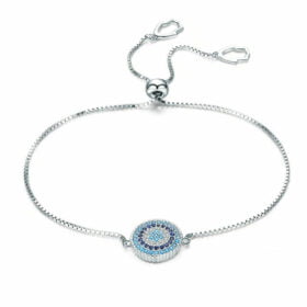 Cubic Zircon Blue Eyes Adjustable Bracelets 925 Sterling Silver