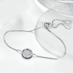 Cubic Zircon Blue Eyes Adjustable Bracelets 925 Sterling Silver