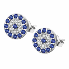 Cubic Zirconia Gemstone Blue Eye 925 Sterling Silver Stud Earrings