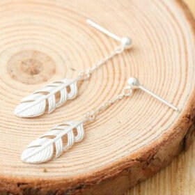Delicate Sweet Feather Long Earring 925 sterling silver