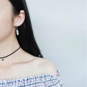 Delicate Sweet Feather Long Earring 925 sterling silver