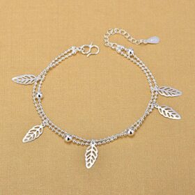 Double layer Charm Anklet 925 Sterling Silver