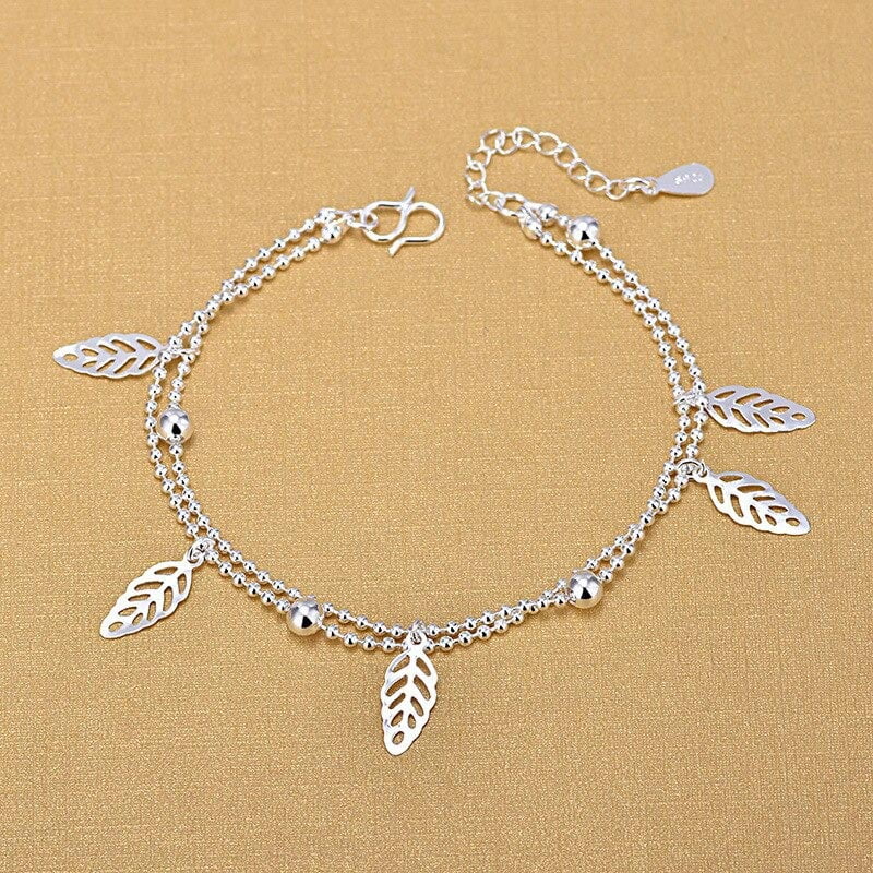 Double layer Charm Anklet 925 Sterling Silver