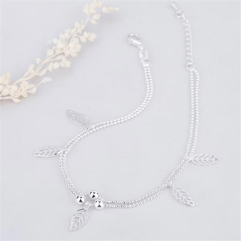 Double layer Charm Anklet 925 Sterling Silver
